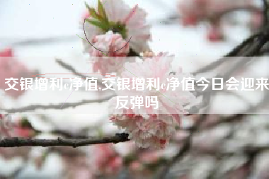 交银增利c净值,交银增利c净值今日会迎来反弹吗