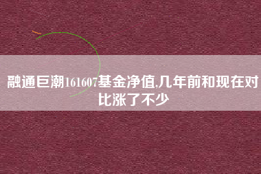 融通巨潮161607基金净值,几年前和现在对比涨了不少