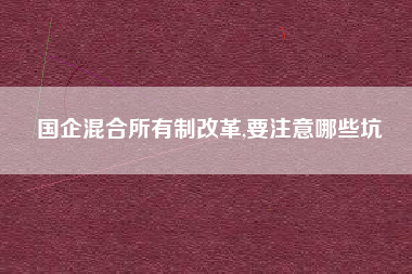 国企混合所有制改革,要注意哪些坑