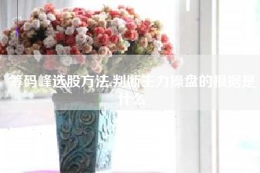 筹码峰选股方法,判断主力操盘的根据是什么