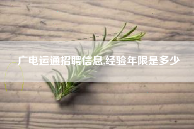 广电运通招聘信息,经验年限是多少