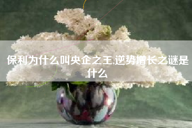 保利为什么叫央企之王,逆势增长之谜是什么