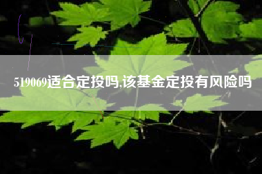 519069适合定投吗,该基金定投有风险吗