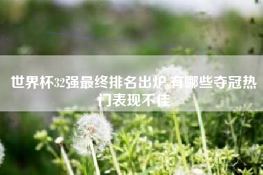 世界杯32强最终排名出炉,有哪些夺冠热门表现不佳