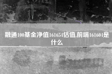 融通100基金净值161654估值,前端161604是什么