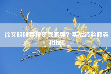 徐文明股票投资哪家强？实战经验倾囊相授！