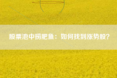 股票池中捞肥鱼：如何找到涨势股？