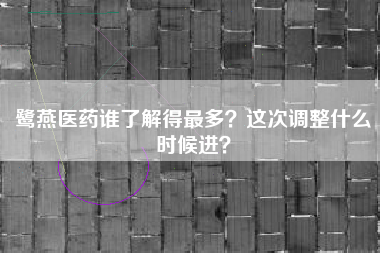 鹭燕医药谁了解得最多？这次调整什么时候进？
