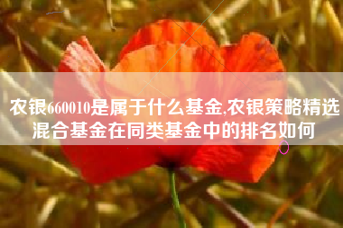 农银660010是属于什么基金,农银策略精选混合基金在同类基金中的排名如何