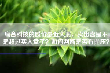 赢合科技的股价最近大涨，卖出盘是不是超过买入盘了？如何判断是否有抛压？