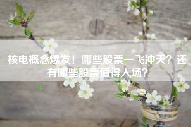 核电概念爆发！哪些股票一飞冲天？还有哪些股票值得入场？