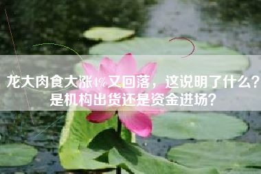 龙大肉食大涨4%又回落，这说明了什么？是机构出货还是资金进场？