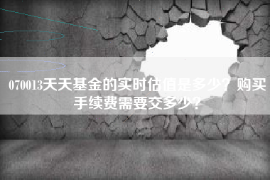 070013天天基金的实时估值是多少？购买手续费需要交多少？
