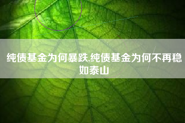 纯债基金为何暴跌,纯债基金为何不再稳如泰山