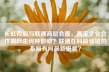 长虹控股与联通高层会面，两家企业合作将产生何种影响？联通在科技领域的布局有何最新进展？