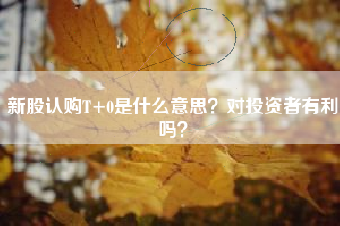新股认购T+0是什么意思？对投资者有利吗？