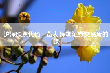 沪深股票代码一览表,深圳证券交易所的呢