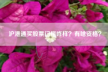 沪港通买股票门槛咋样？有啥资格？