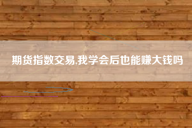 期货指数交易,我学会后也能赚大钱吗