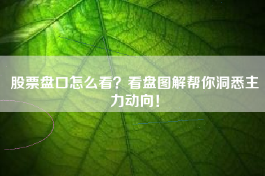 股票盘口怎么看？看盘图解帮你洞悉主力动向！