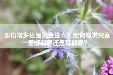 股份增多还是资金注入？定向增发究竟是好消息还是坏消息？