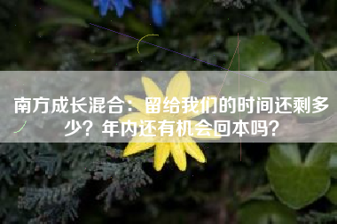 南方成长混合：留给我们的时间还剩多少？年内还有机会回本吗？