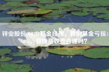 锌业股份000751基金经理，我的基金亏损30%，管理费收费合理吗？