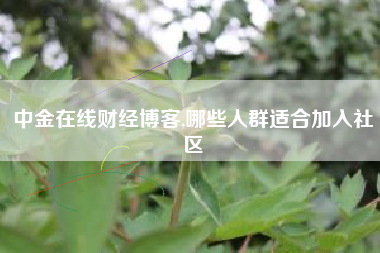 中金在线财经博客,哪些人群适合加入社区
