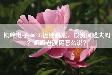 铜峰电子600237近期暴涨，投资风险大吗？听听老股民怎么说？
