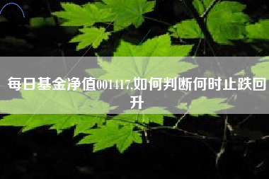 每日基金净值001417,如何判断何时止跌回升