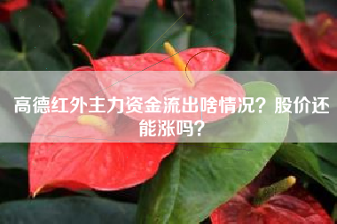 高德红外主力资金流出啥情况？股价还能涨吗？