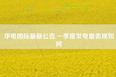 华电国际最新公告,一季度发电量表现如何