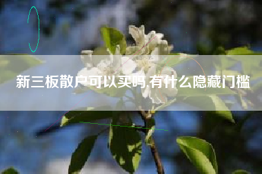 新三板散户可以买吗,有什么隐藏门槛