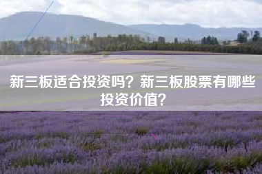 新三板适合投资吗？新三板股票有哪些投资价值？