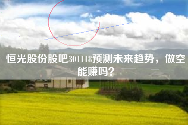 恒光股份股吧301118预测未来趋势，做空能赚吗？