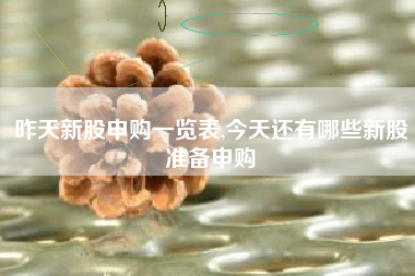 昨天新股申购一览表,今天还有哪些新股准备申购