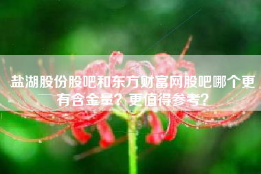 盐湖股份股吧和东方财富网股吧哪个更有含金量？更值得参考？