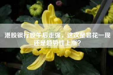 港股银行股午后走强，这次是昙花一现还是趋势性上涨？