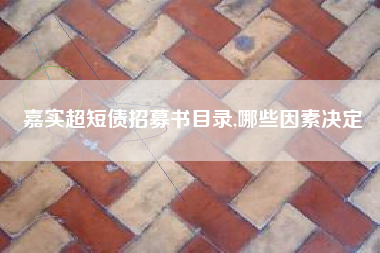 嘉实超短债招募书目录,哪些因素决定