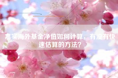 嘉实海外基金净值如何计算，有没有快速估算的方法？