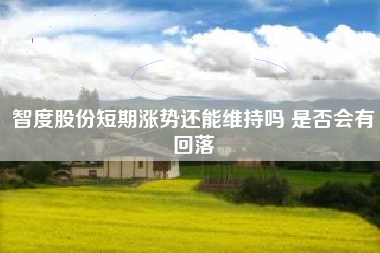 智度股份短期涨势还能维持吗 是否会有回落