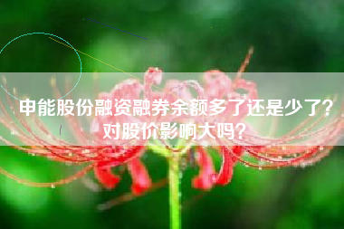 申能股份融资融券余额多了还是少了？对股价影响大吗？