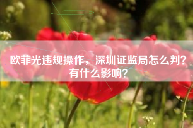 欧菲光违规操作，深圳证监局怎么判？有什么影响？