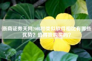浙商证券天网2003和类似软件相比有哪些优势？值得我购买吗？