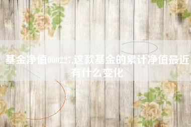 基金净值000227,这款基金的累计净值最近有什么变化