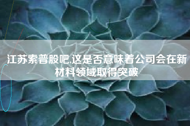 江苏索普股吧,这是否意味着公司会在新材料领域取得突破