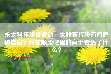 永太科技股价波动，大股东持股有何隐秘信息？同花顺股吧里的高手看透了什么？