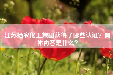 江苏扬农化工集团获得了哪些认证？具体内容是什么？