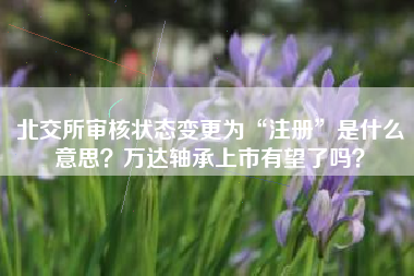北交所审核状态变更为“注册”是什么意思？万达轴承上市有望了吗？