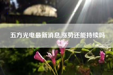 五方光电最新消息,涨势还能持续吗